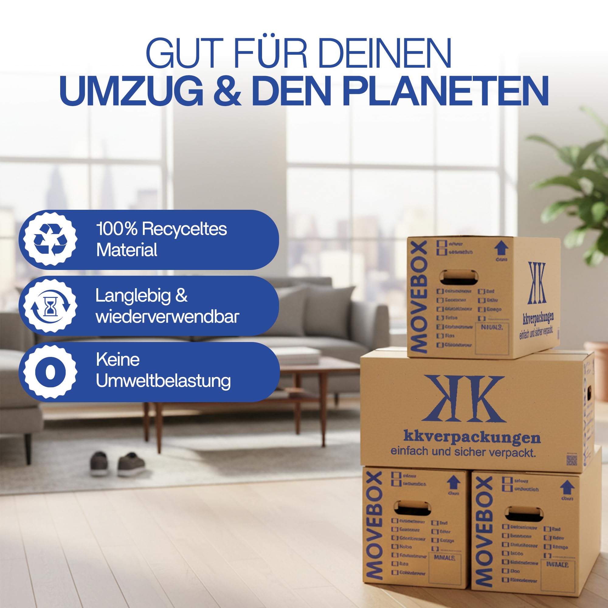 KK Verpackungen Umzugskartons 20 Stück Profi STABIL 2-WELLIG Karton Kisten