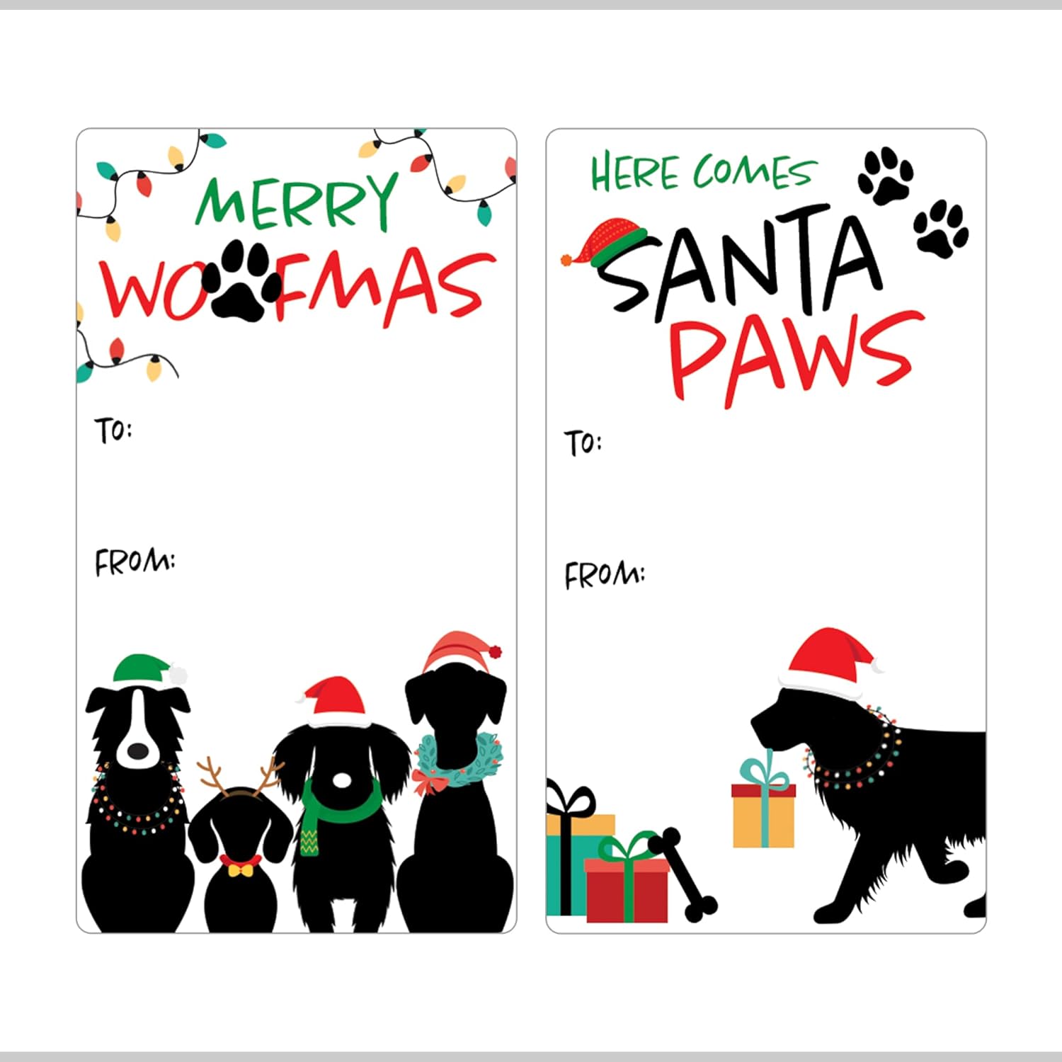 Santa Dog Christmas Gift Tag Self Adhesive Stickers – 75 Labels - Dog Christmas Peel and Stick Pet Holiday Gift Wrap Tags – Merry Woofmas Themed Gift Wrapping Paper Stickers : Health & Household