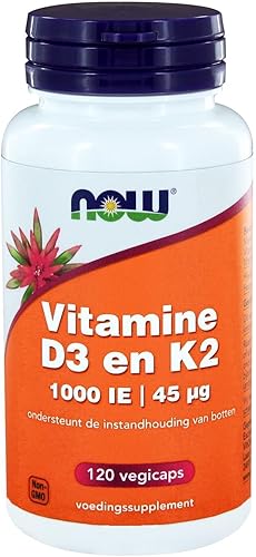 Now Foods Vitamina D-3 y K-2 – 120 Cápsulas vegetales