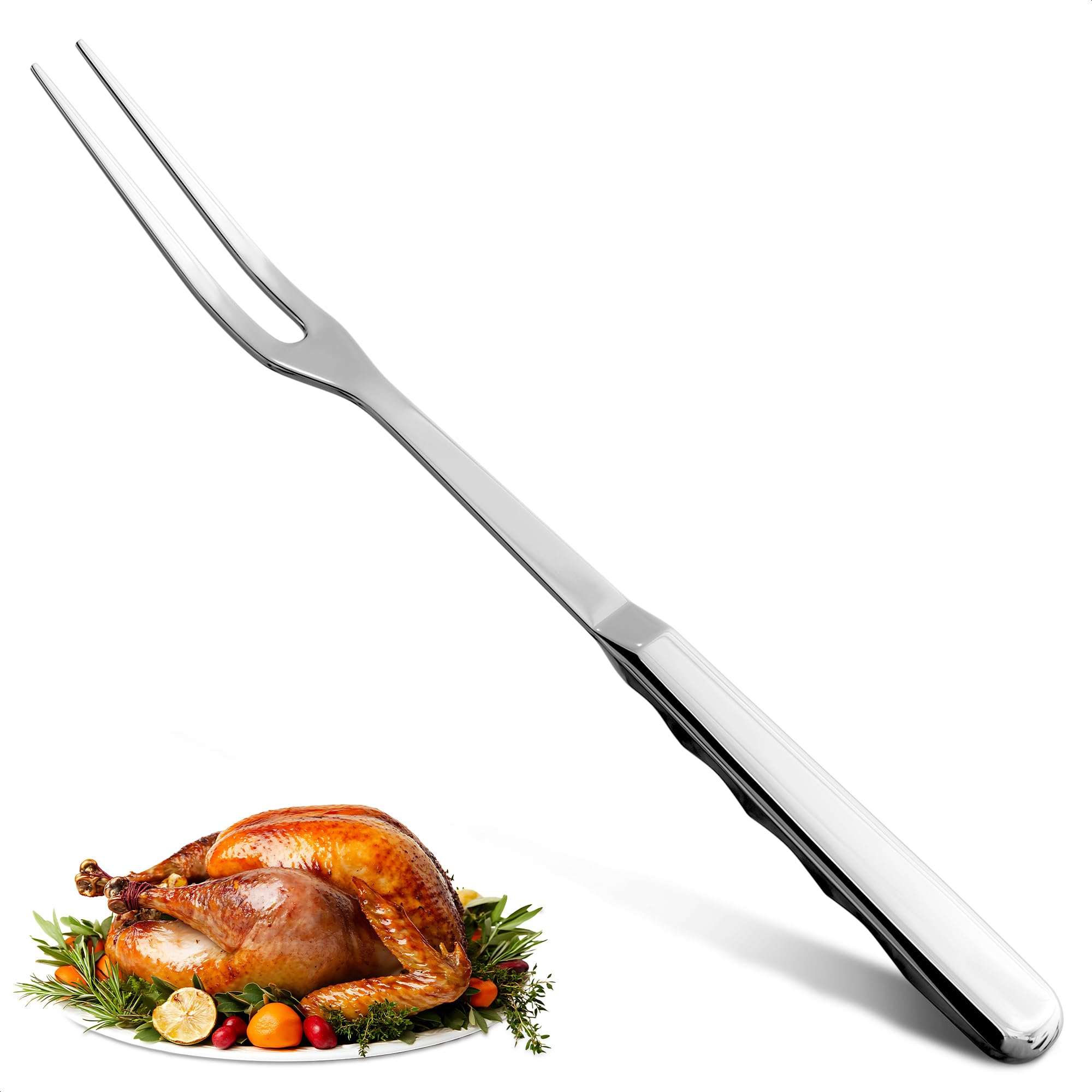 Carving Fork for Meat – 11" Two-Prong Stainless Steel Meat Fork with Long Heat-Resistant Handle, Durable and Practical for Grilling, Cooking, and Serving - Classic BBQ Design