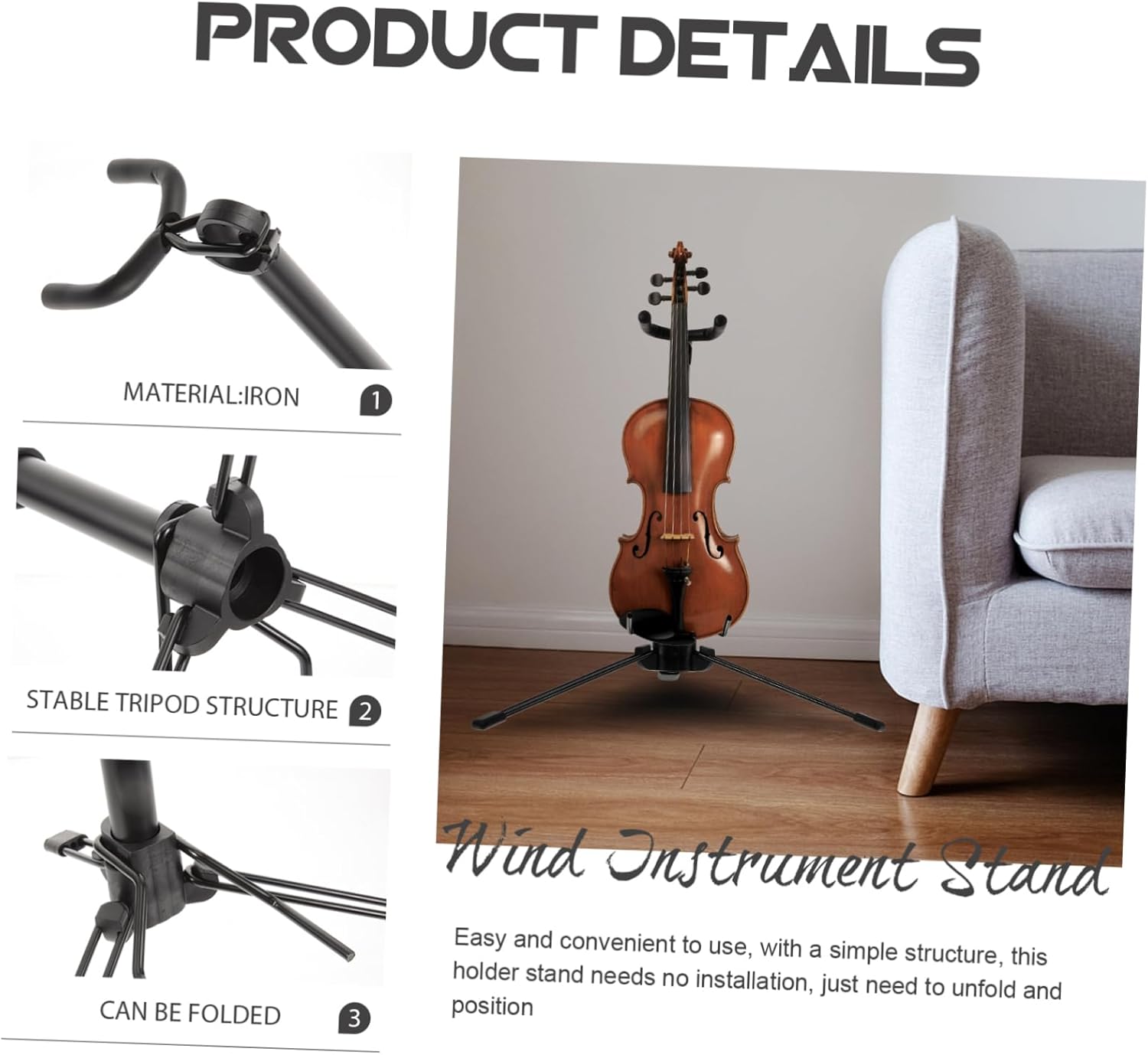 TOYANDONA Foldable Adjustable Metal Aerophone Stand for Wind Instruments Sturdy and Support Rack for Digital Wind Accessories and Storage