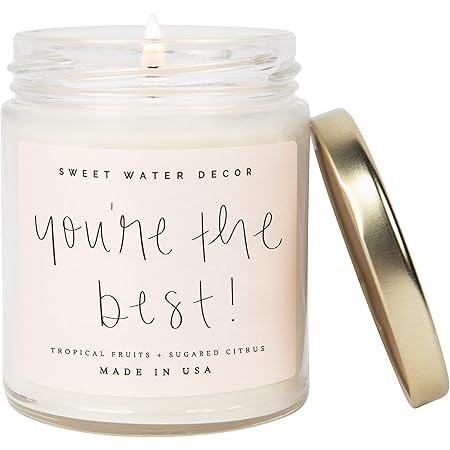 Sweet Water Decor You're The Best Candle | Tropical Fruit and Sugared Orange, Summer Scented Soy Wax Candle for Home | 9oz Clear Jar, 40 Hour Burn Time, Made in The USA
