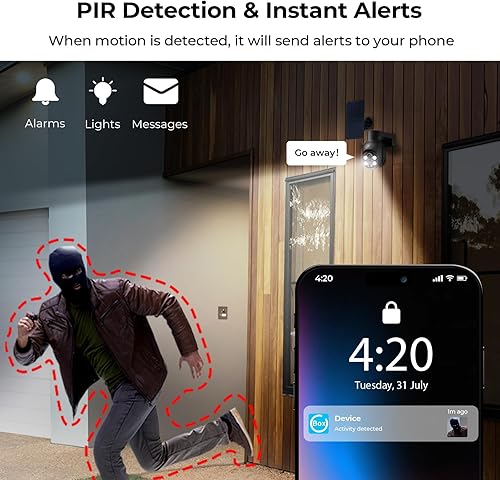 Miniatura 4 de K&F Concept Cámara de seguridad celular 3G4G LTE con tarjeta SD y SIM (VerizonAT&TT-Mobile), no necesita WiFi, funciona con energía solar, video en