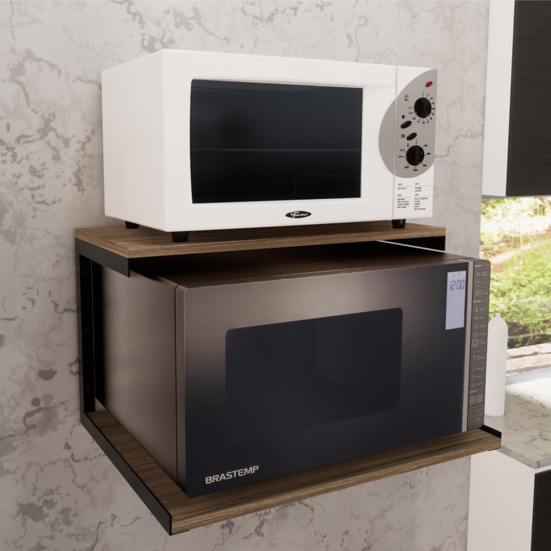 Prateleira Nicho Forno Eletrico Microondas Dupla 45x60cm Preto | Amazon ...