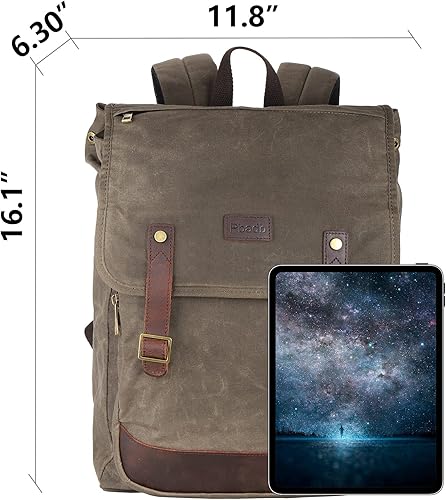 Miniatura 3 de Mochila casual para laptop de lona para hombre, Verde oliva