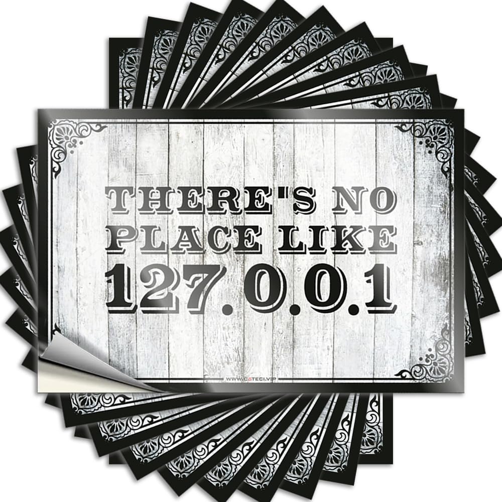 JNBT I Love You Decals Funny House Decor Laminated Vinyl Number - There’s No Place Like 127.0.0.1 / Man Cave Signs And(12X18CM-6Pcs)