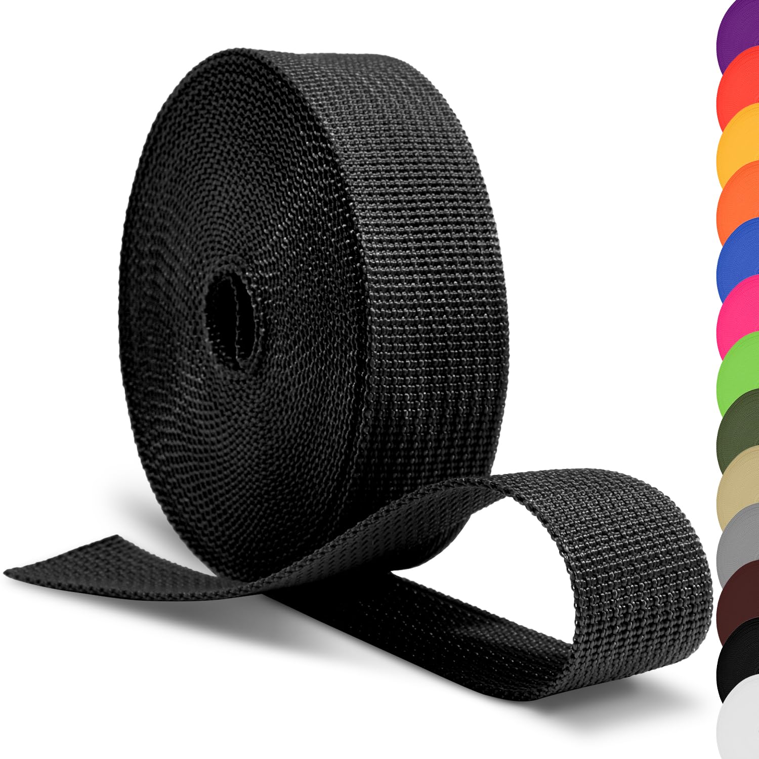 CooBigo 12 Yards Webbing 1" & 1.5" & 2" Polypropylene Webbing Strap 1 Inch 1.5 Inch 2 Inch Wide Webbing Strapping for Bags/Lawn Chair/Pool Solar Cover