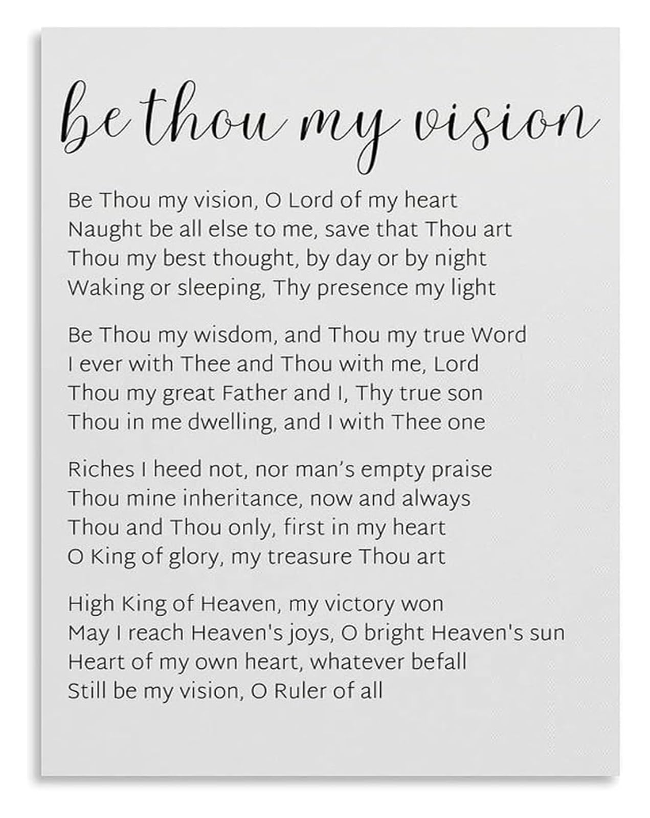VWWJCCRO Be Thou My Vision Christian Hymn Bible Verse Poster Modern Scripture Wall-Art for Home Decor