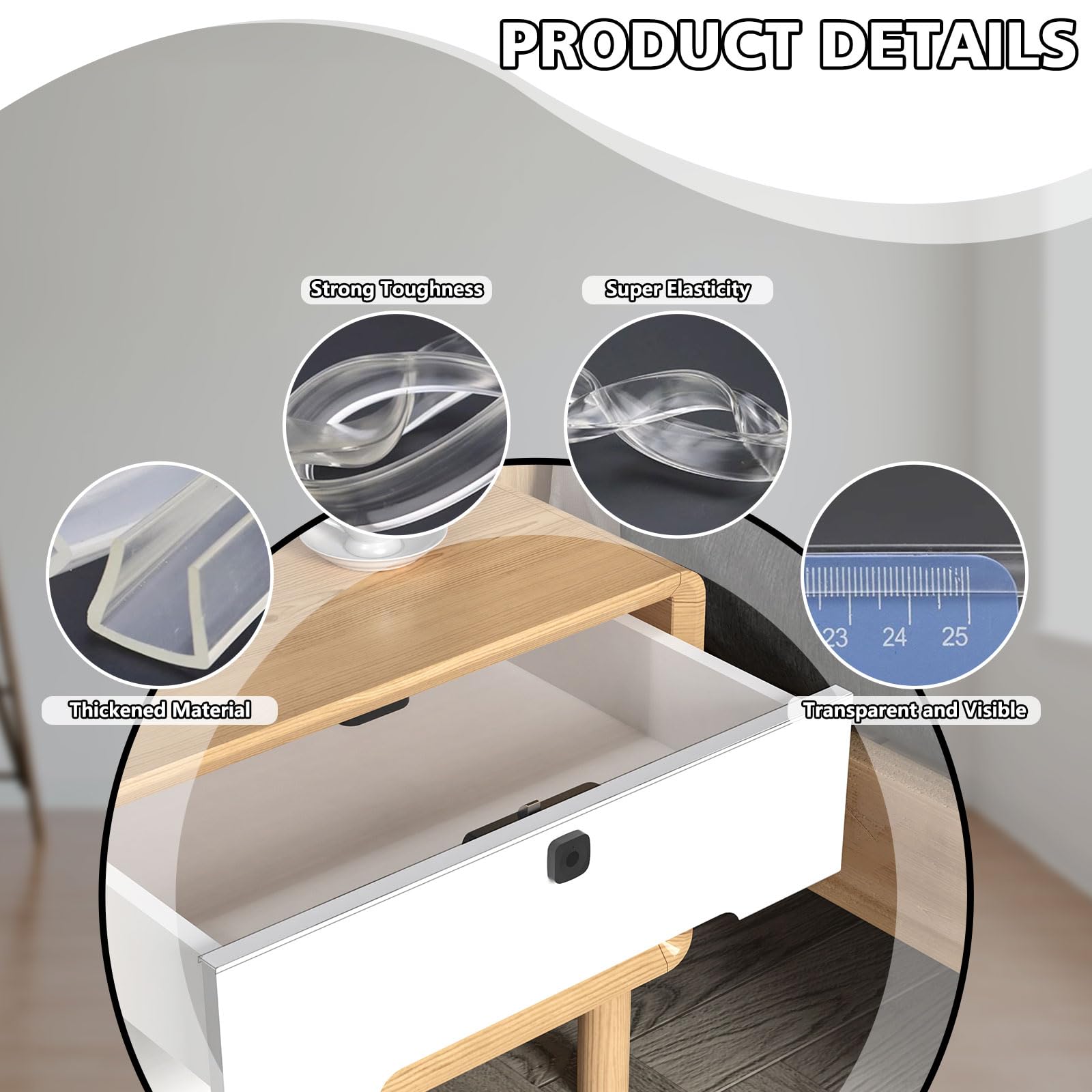 12 Pcs Clear Edge Protector Plastic, 16.5" Length Furniture Wall Corner Protector for 0.7" Cabinet Door - Image 3