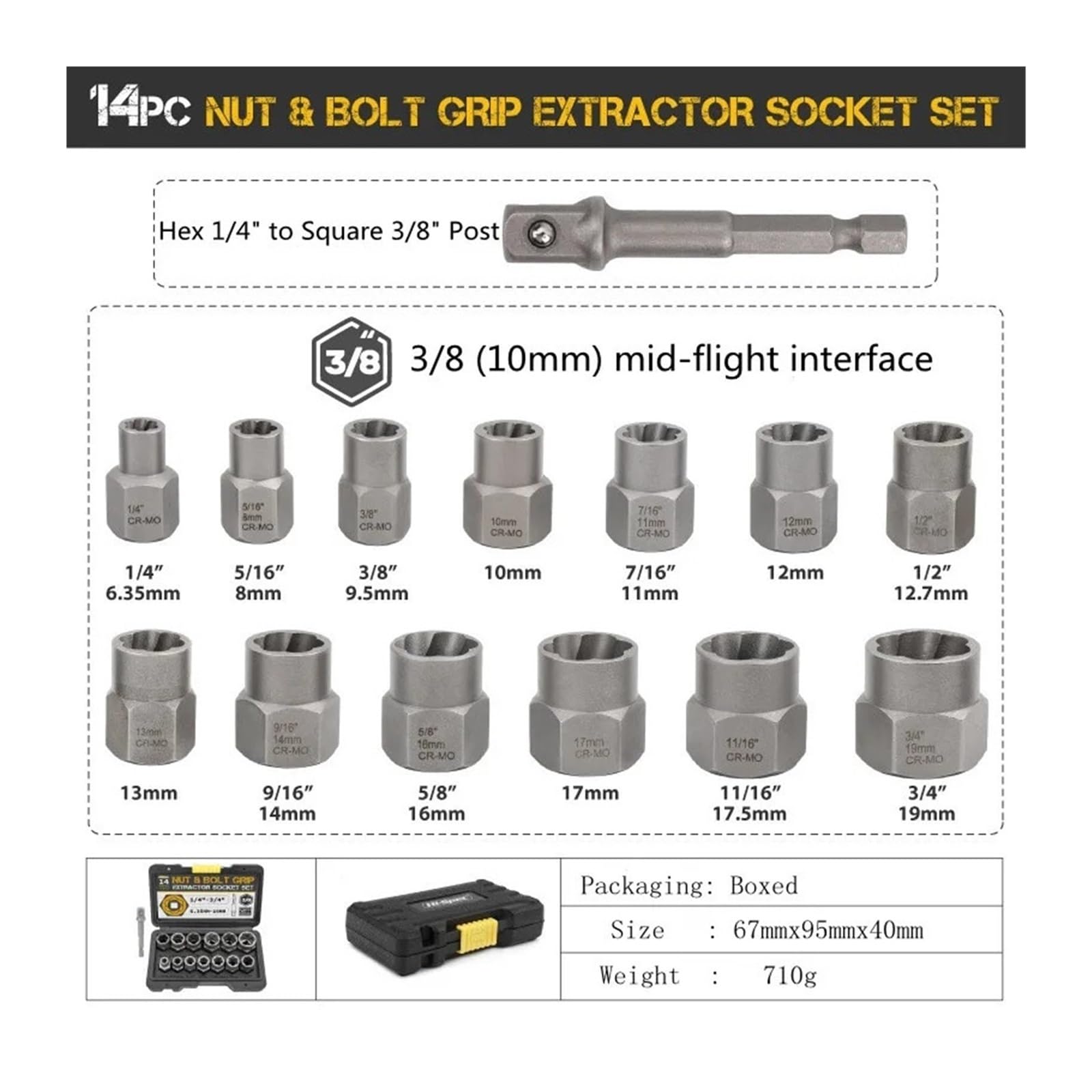 Jeu d'outils extracteur de vis - 35 pièces haute résistance avec étui de rangement pour vis et boulons endommagés, mécanisme d'inversion pratique pour une extraction facile