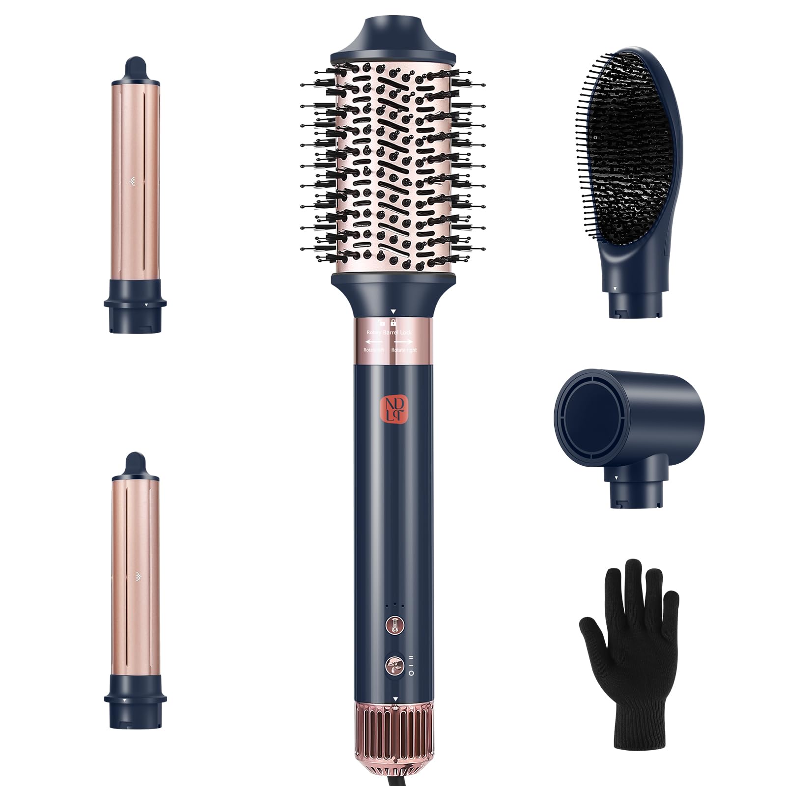 NDLT Hairstyler 5 in 1 Haartrockner Föhnbürste Glättbürste Lockenstab Rundbürste
