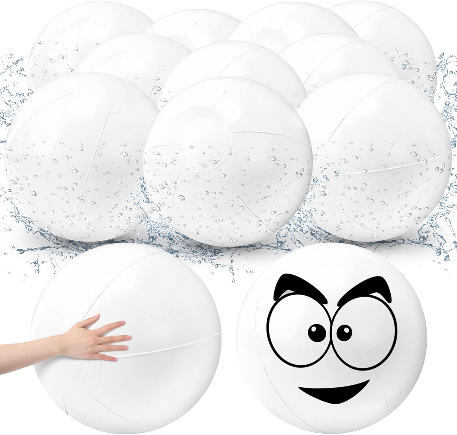 10 Pieces Solid White Beach Balls Bulk Big Inflatable Beach