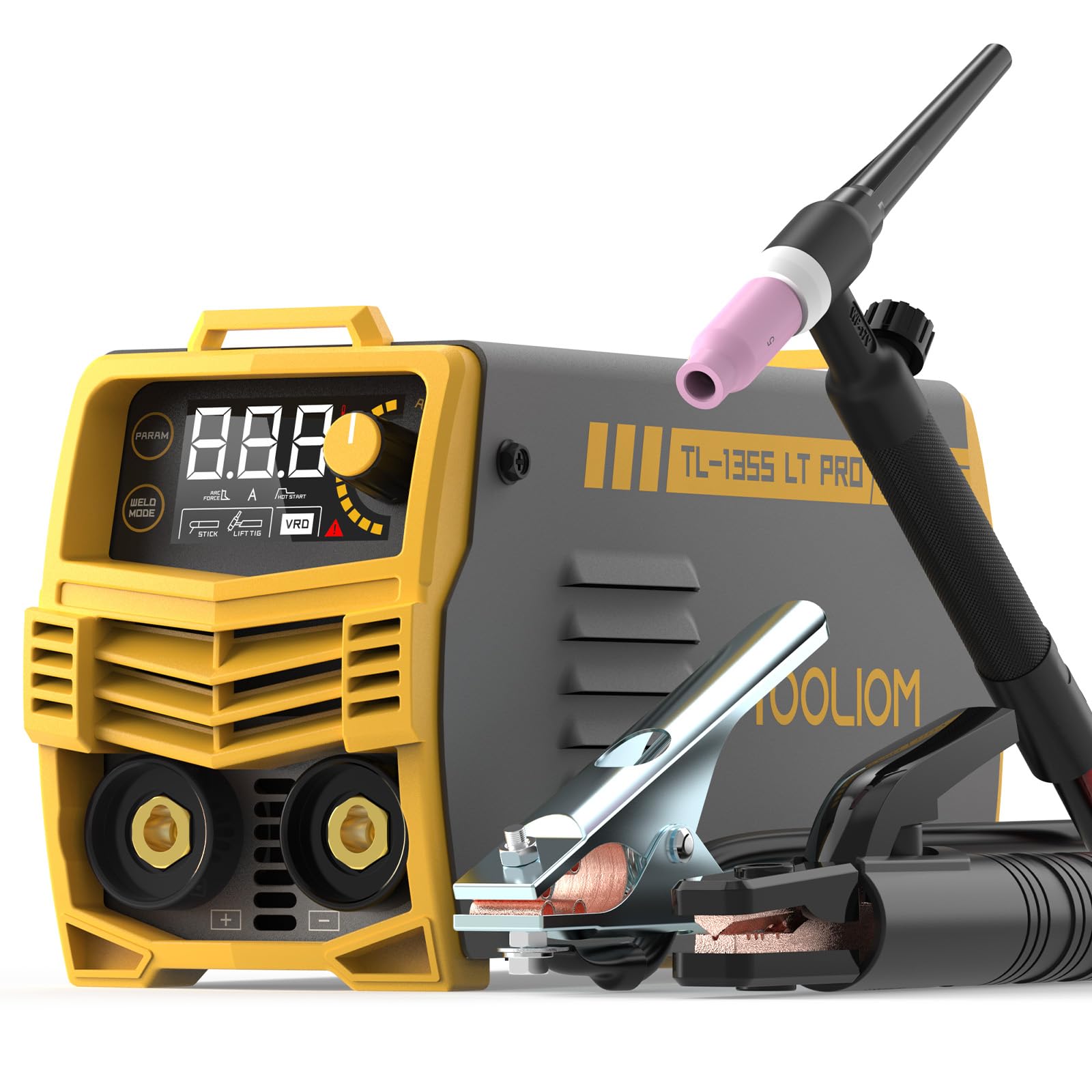 TOOLIOM 135A Stick/Lift TIG Welder 110V MMA ARC Welder Machine with Lift TIG Torch with LCD Display Portable Welding Machine