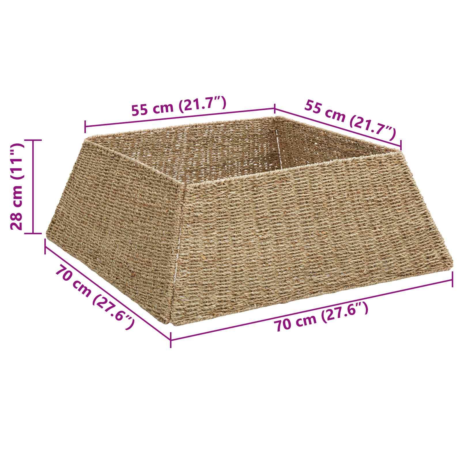 Jupe Sapin Noël Marron en jonc de mer 70 x 70 x 28 cm, Cache Pied de Sapin tissé, Couverture Base décorative, Support pour Arbre, Maison Salon intérieur, Ambiance Festive
