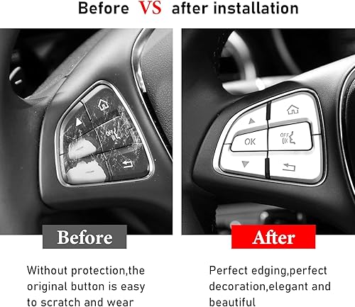 Miniatura 5 de Moonlinks Adhesivos para moldura de botón de volante compatible con Mercedes Benz C V GLC Clase W205 X253, cubierta decorativa para botón del