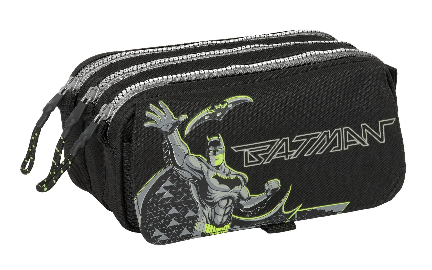 Safta BATMAN GAME OVER – Triple Big Pencil Case, Children's Pencil Case, Ideal for School Age Children, Comfortable and Versatile, Quality and Resistance, 21.5 x 8 x 10 cm, Black/White, M, Casual