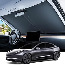 REEVAA Upgraded for Tesla Model 3 Highland 2016-2026 Windshield Sunshade [Tailored Fit, 99% Sun Protection] Foldable Sun Shade Car Accessories with Storage Bag