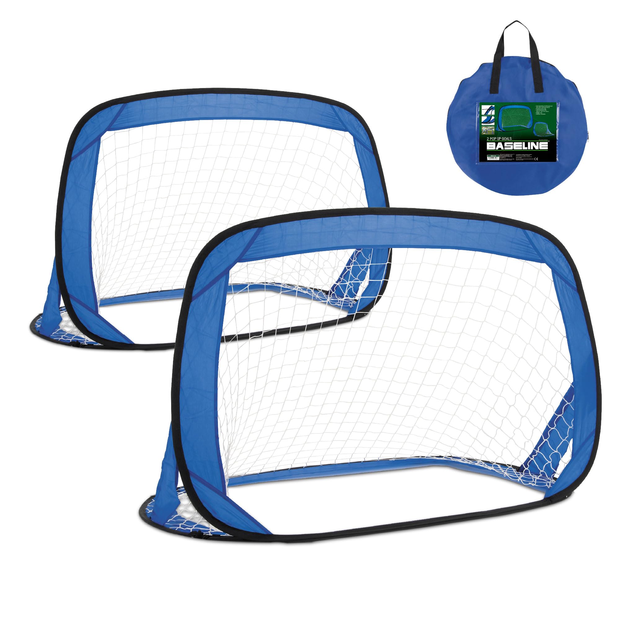 Power Play Goaline Pop up Goals, Set of 2 Foldable Goals for Kids Football Training with Carry Bag Outdoor & Indoor Use, Blue
