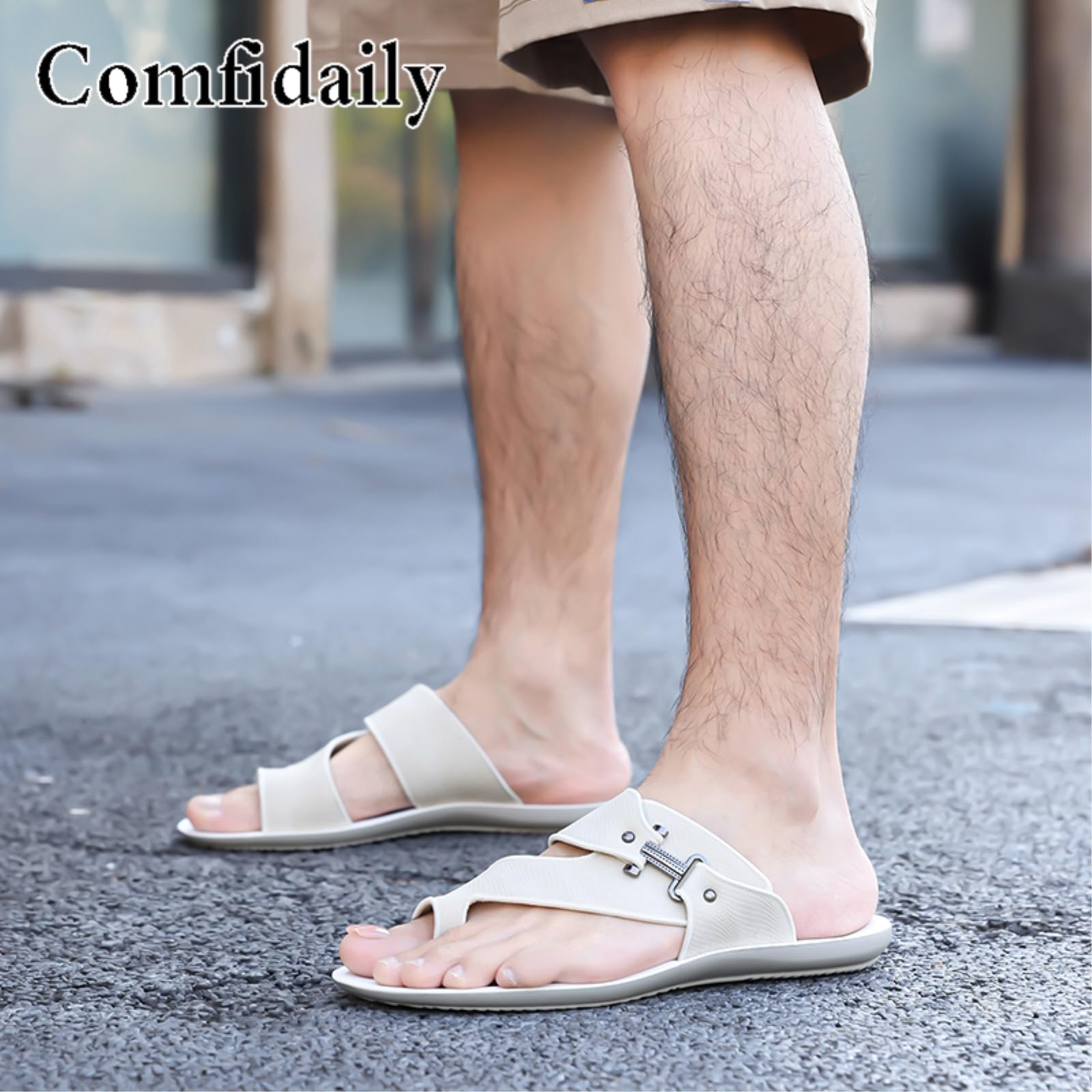 Reef Flip Flop Herren Männer Metallschnalle Pu Flip-flops, Flache Eva Einlegesohle Gummi Rutschschutzsandalen Für Den Sommer Strand Im Freien Täglichen Wear