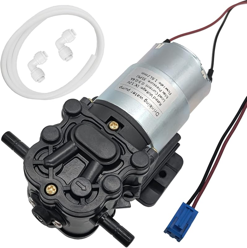 DC 12V water dispenser pump 1.6LPM 35PSI self-priming 1.3m, compatible with Primo, Avalon, Brio bottom loading water cooler water dispenser pump replacement, DP005A2 pump replacement