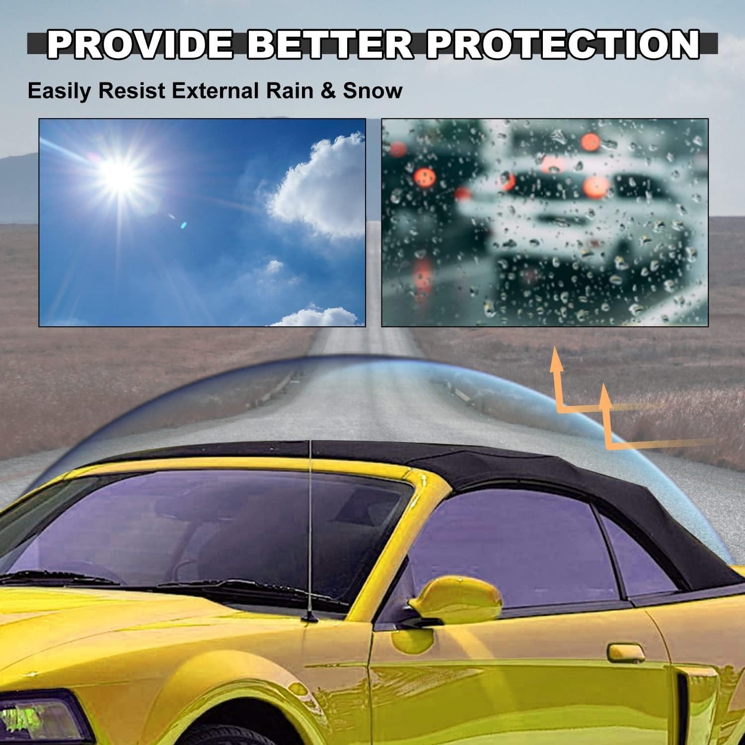 KUAFU Convertible Soft Top Compatible with 1994-2004 Ford Mustang Black Roof Cabrio Sailcloth Vinyl with Plastic Window