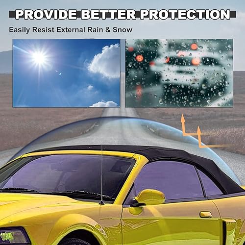 Miniatura 7 de KUAFU Parte superior suave convertible compatible con Ford Mustang 1994-2004 Black Roof Cabrio Sailcloth vinilo con ventana de plástico