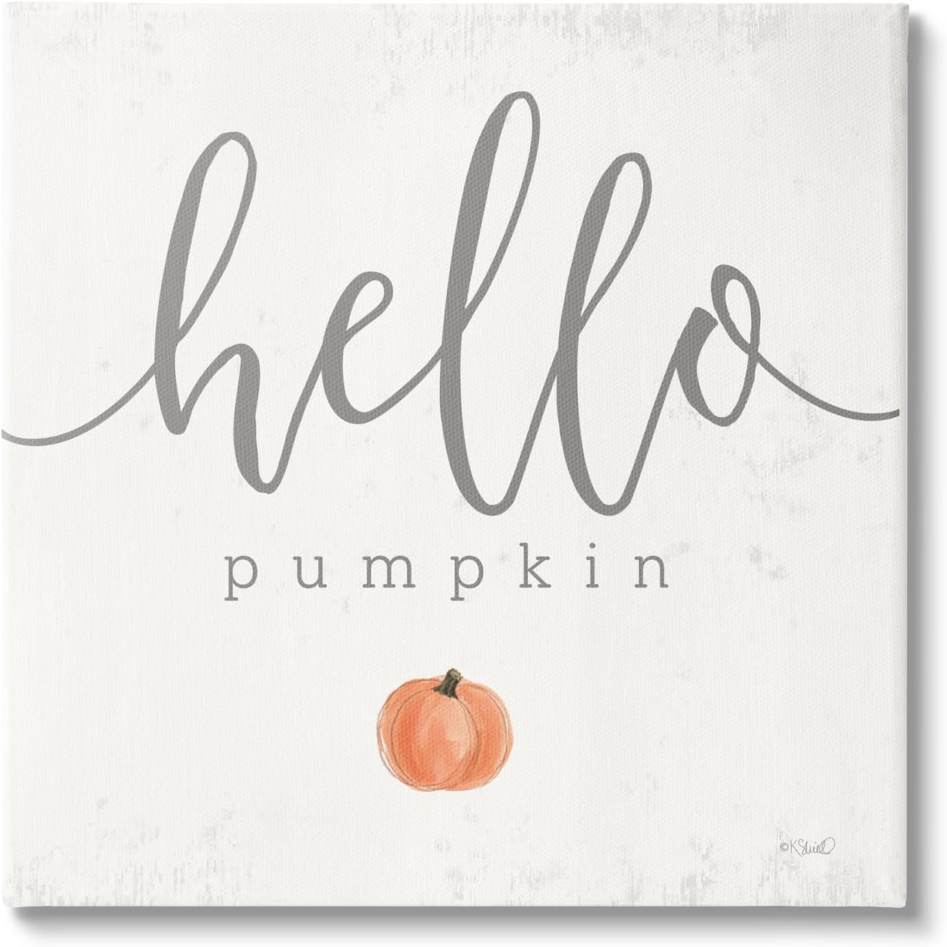 Stupell Industries Hello Pumpkin Fall Greeting Canvas Wall Art Design by Kate Sherrill