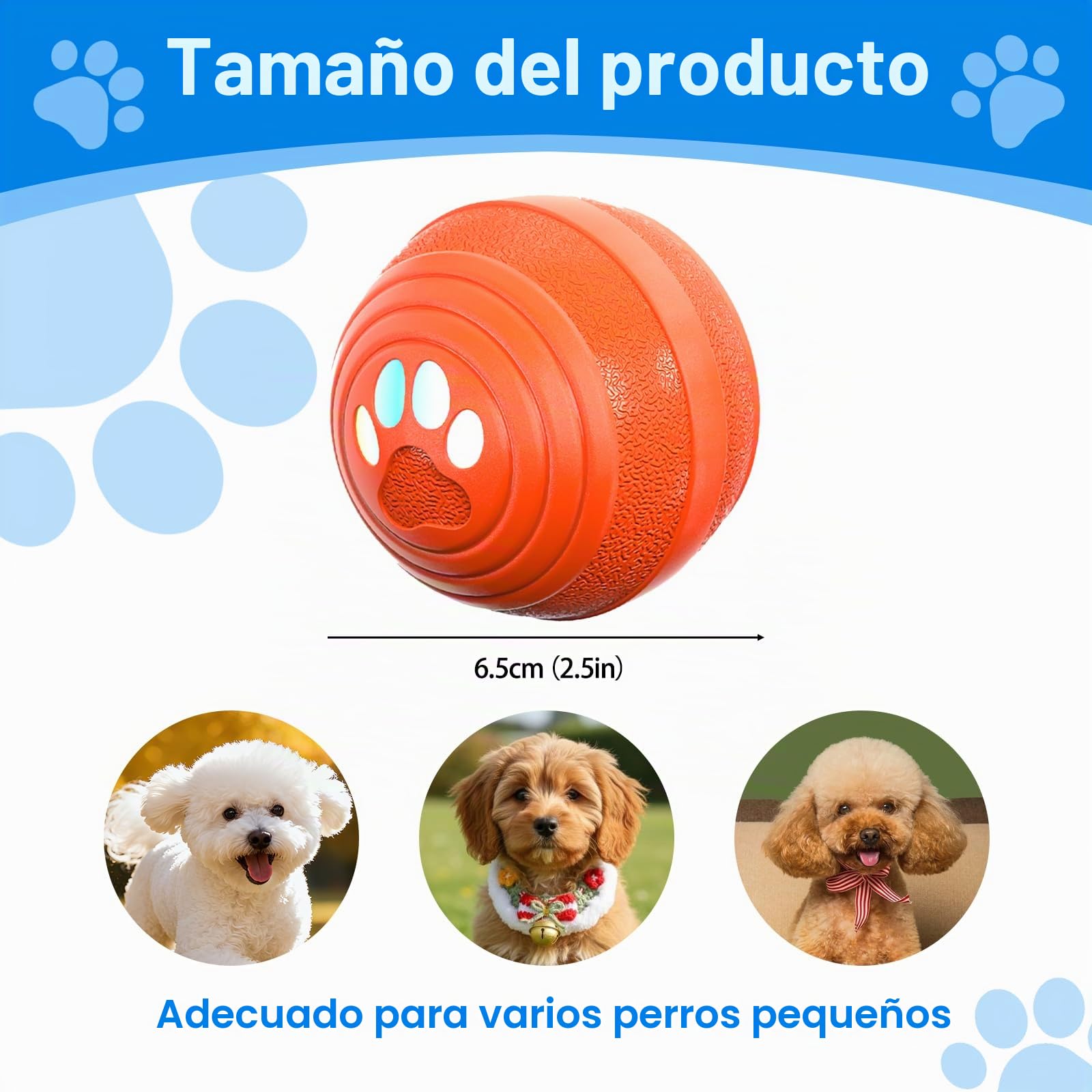 Pelota de Perro Interactivo Inteligente Juguetes para Perros con Material E-TPU Indestructible, 3 Modos para Cachorros, pequeños, medianos Perros automoving Dog Bola de Recarga rápida