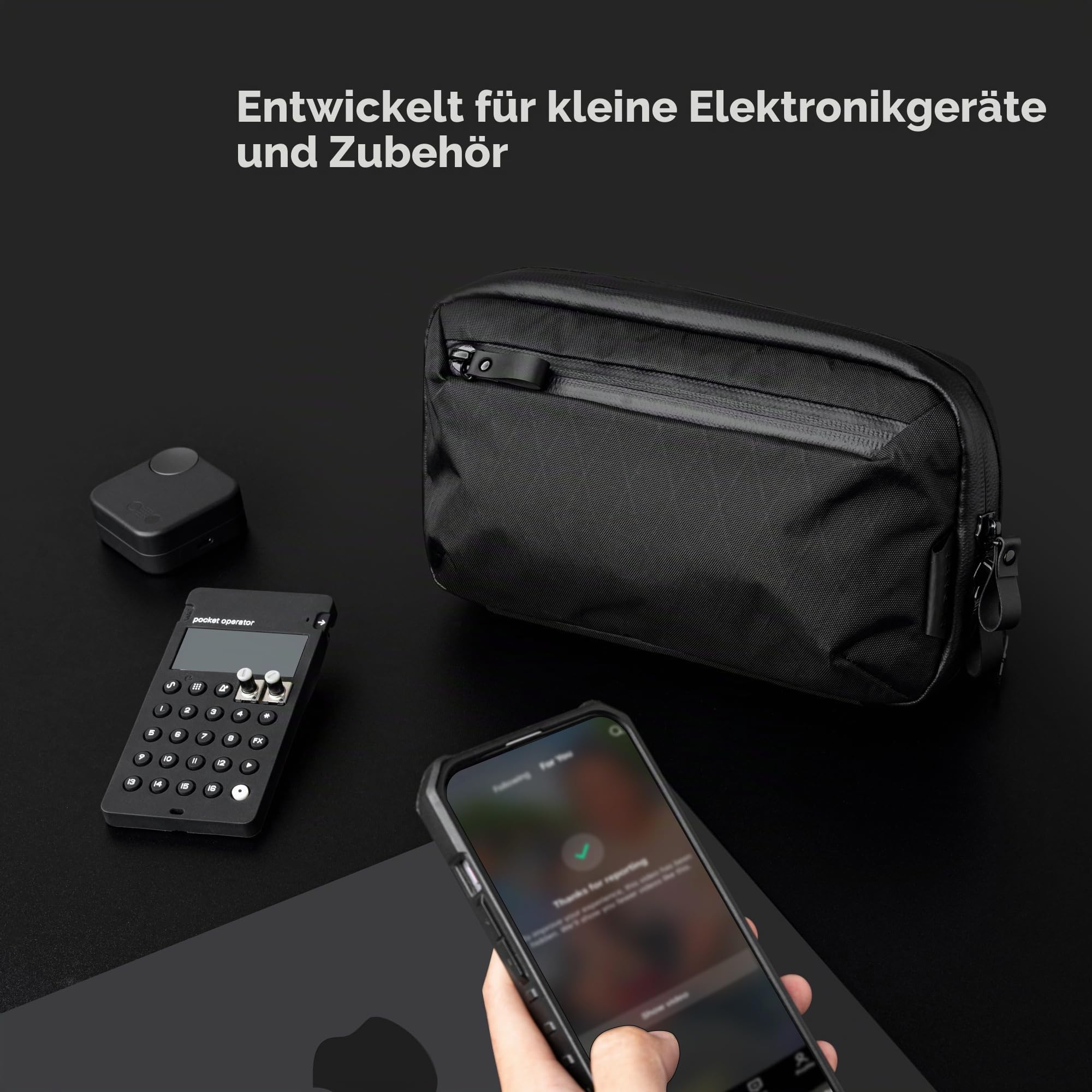 ALPAKA Elements Tech Case Mini – Kompakter Elektronik Organizer & Kabeltasche, Kleine Umhängetasche Crossbody Sling Bag für Smartphone, Powerbank & Reise-Gadgets, X-Pac VX42, Schwarz