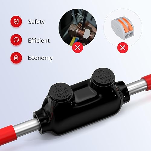 Miniatura 4 de 6 conectores de cable de aluminio aislados de múltiples tomas de 2 puertos 1/0-14 AWG, conector de cable hexagonal Allen de 3/16