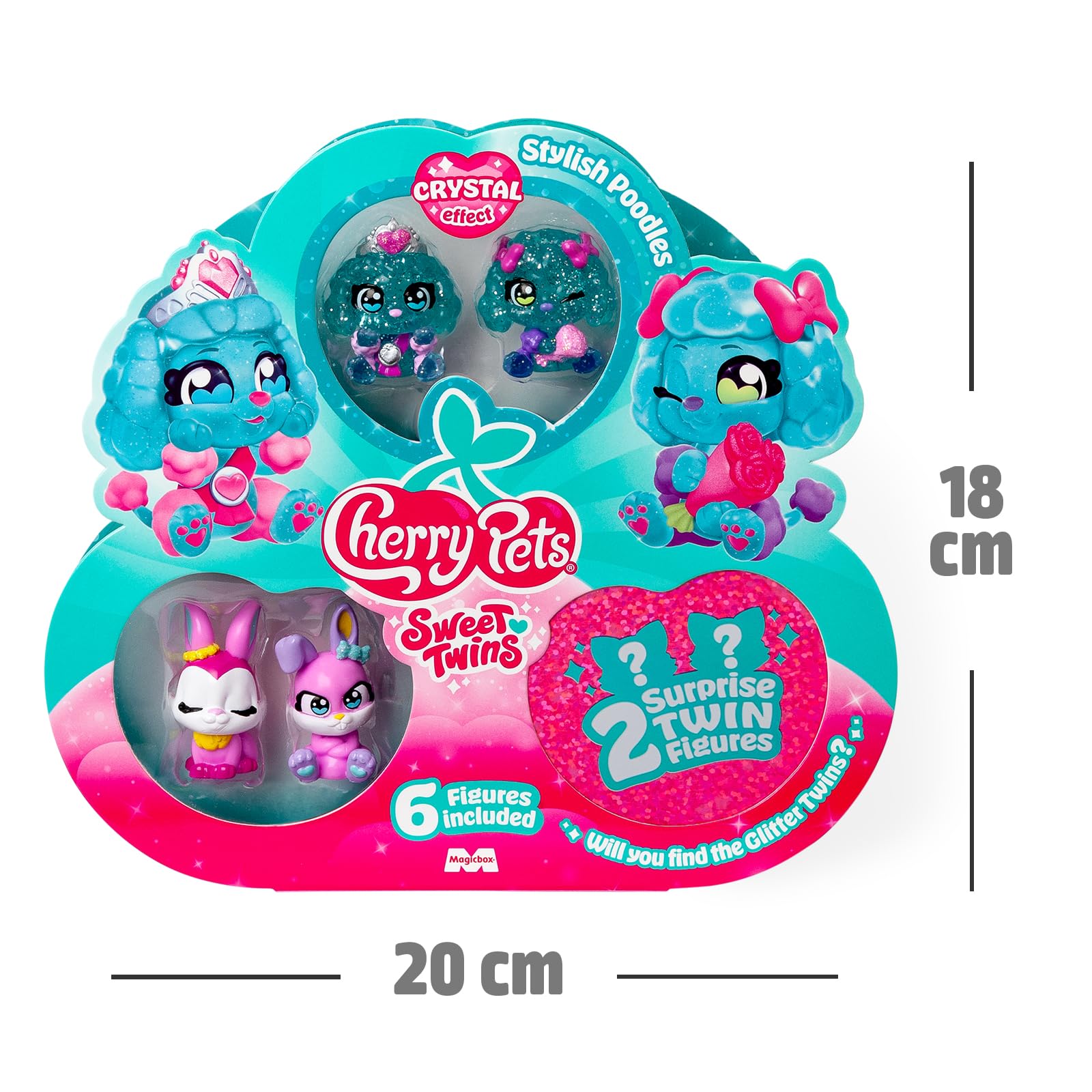 Cherry Pets Sweet Twins Series – Multipack Stylish Poodles. Incluye 6 Figuras coleccionables (2 con Efecto Cristal y Glitter + 2 Sorpresa). Pack 4 de 4 — view 8