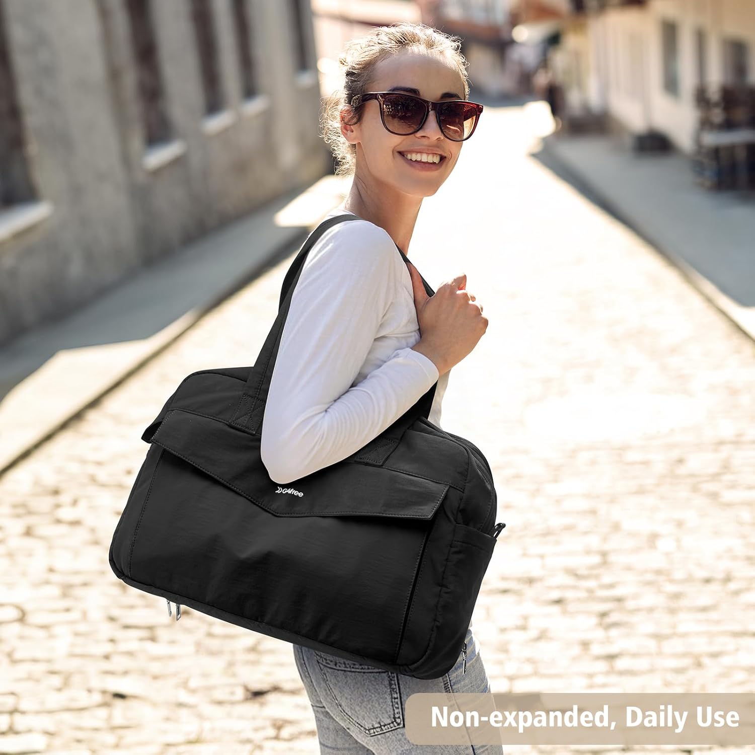 G4Free Expandable Duffle Bag for Travel, Carry On Bag TSA Airline Approved, Work Tote Duffel Bags for Men Women (Black) - Image 7