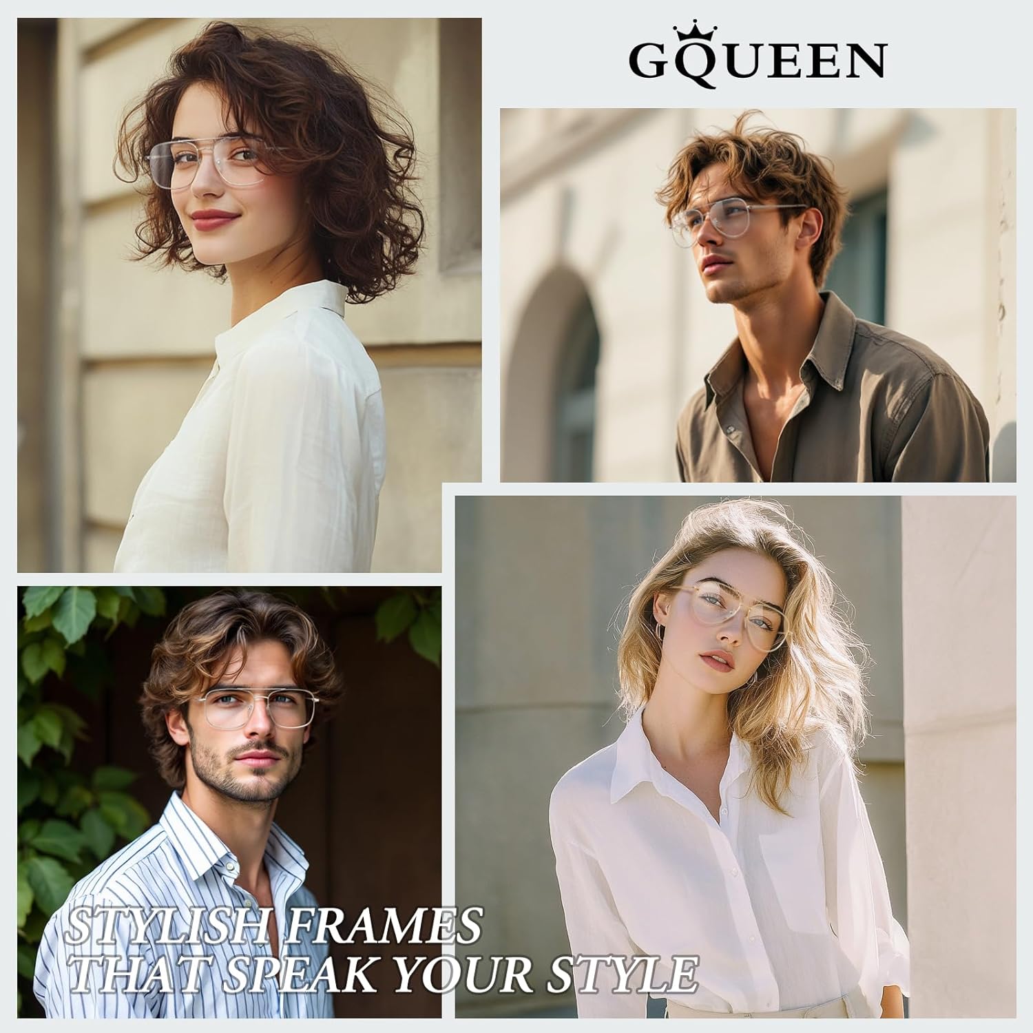 GQUEEN Fake Glasses Women Men Clear Lens Metal Frame UV400 Protection Fashion Retro Pilot Style Eyeglasses - Image 2