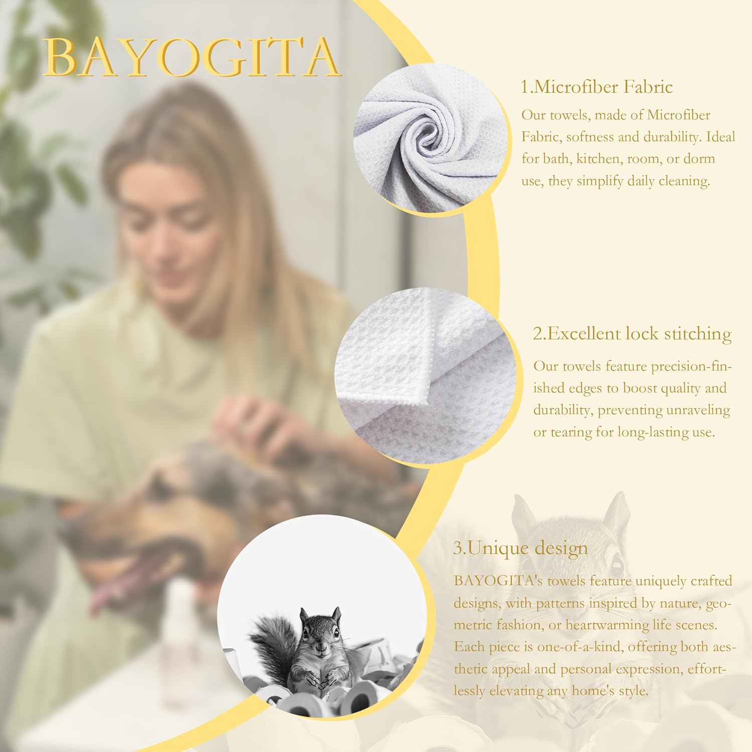 Funny Squirrel Decor Bathroom Hand Towels Gifts, Gifts for Squirrel Lovers, Cute Animal Decorative Hand Towels for Kids Bathroom Washroom Restroom, 16x24 Inch Set of 2 - Image 6