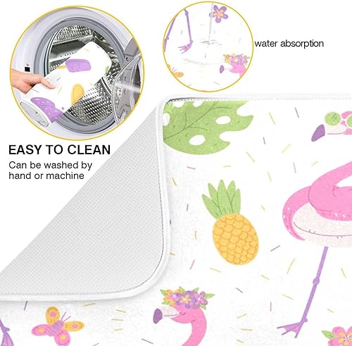 Miniatura 2 de Alfombrilla de secado de platos Pink Flamingos para encimera de cocina, 18 x 24 pulgadas, almohadilla de secado ultra absorbente, accesorios de