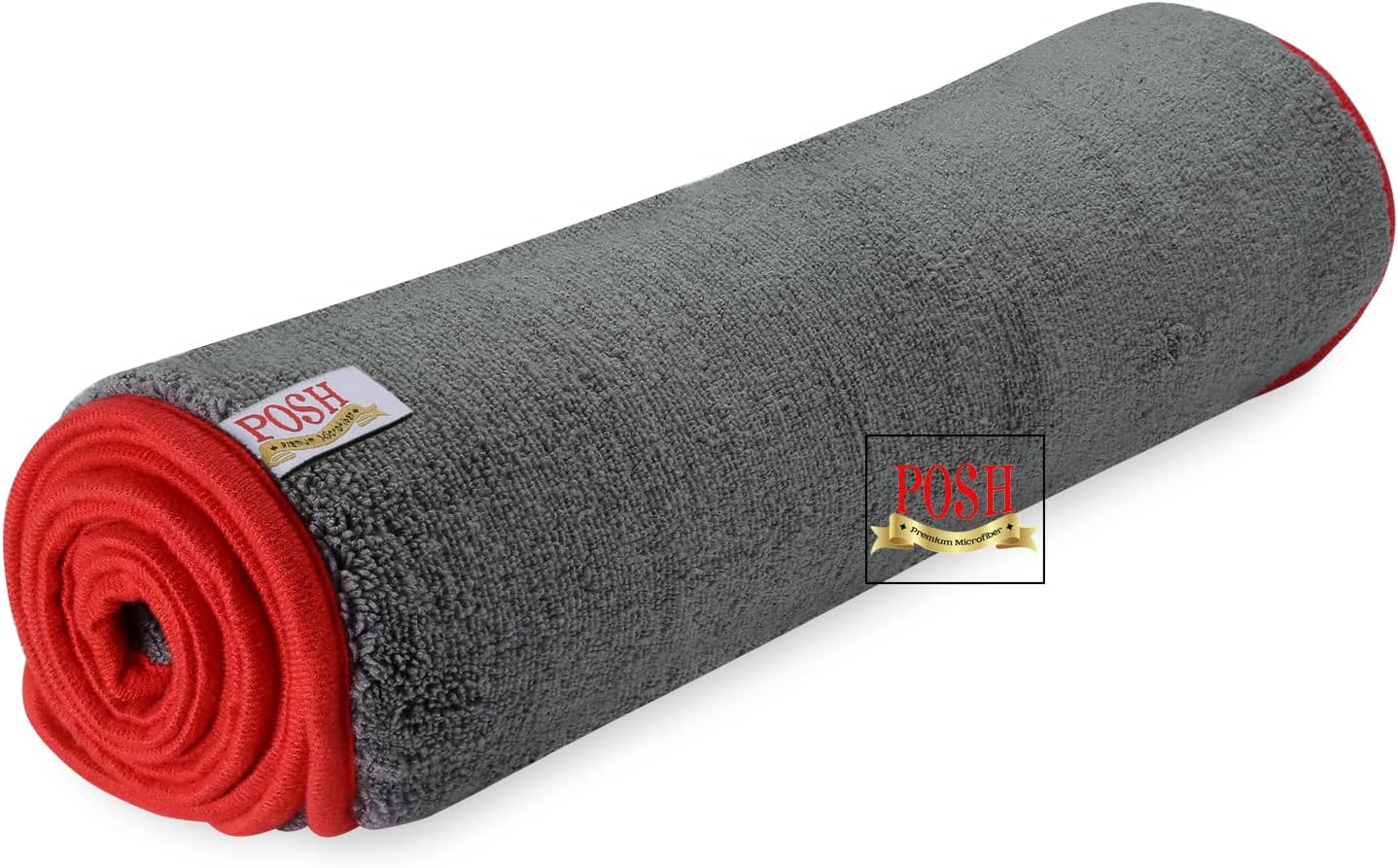 Posh-Premium Microfiber® Cleaning Cloth with Hanging Loop 60X40 cm (Set of 1) 420 GSM (Grey) Highly Absorbent, Lint and Streak Free, Multi-Purpose Cloth Kitchen,Car,Window,Stainless Steel,Silverware