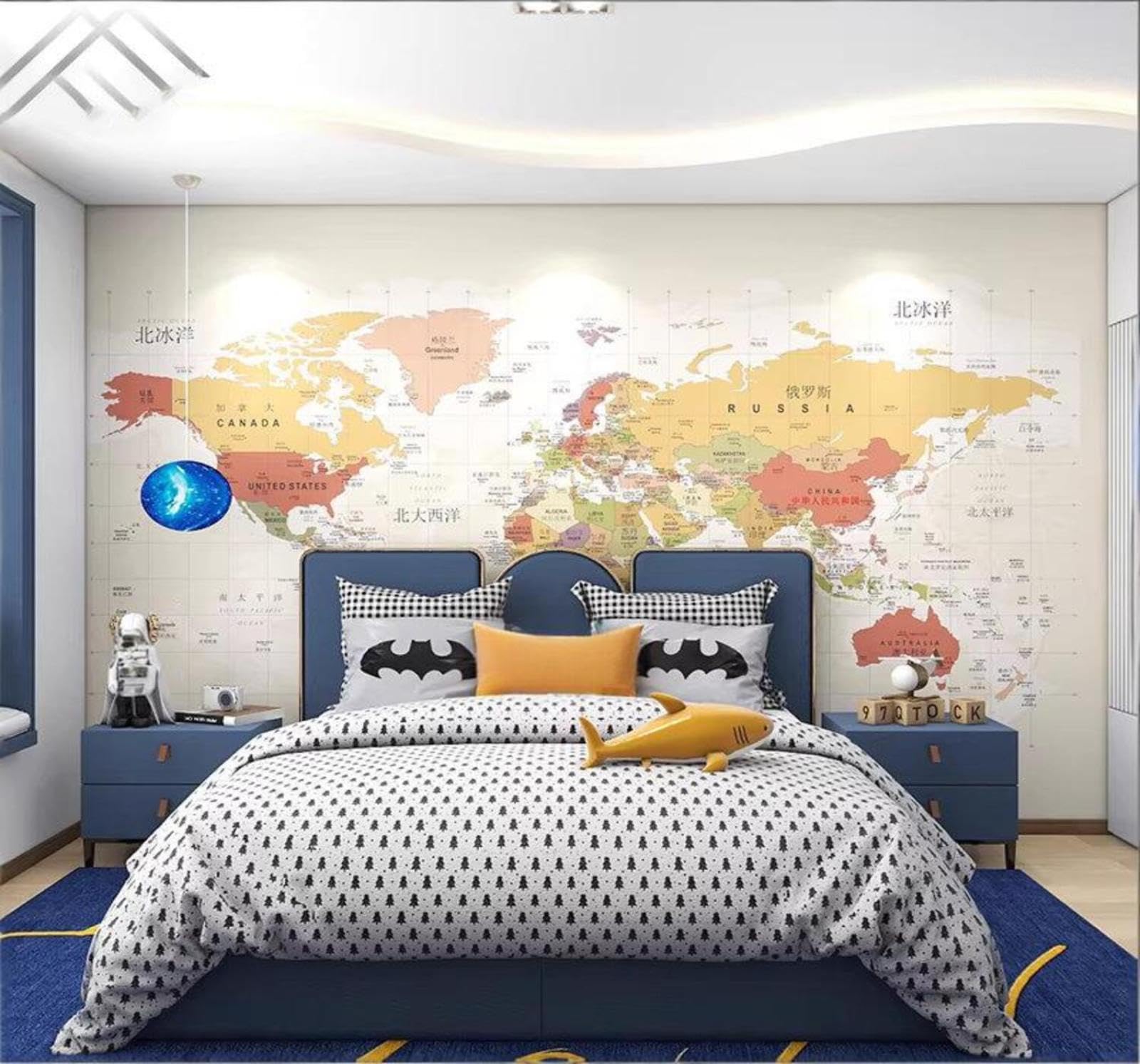 Minimalist Colourful World Map Art Unique 3D Wallpaper Easy Install Feature Office Living Room Sofa Bedroom TV Background Wall Decoration-350cm×256cm