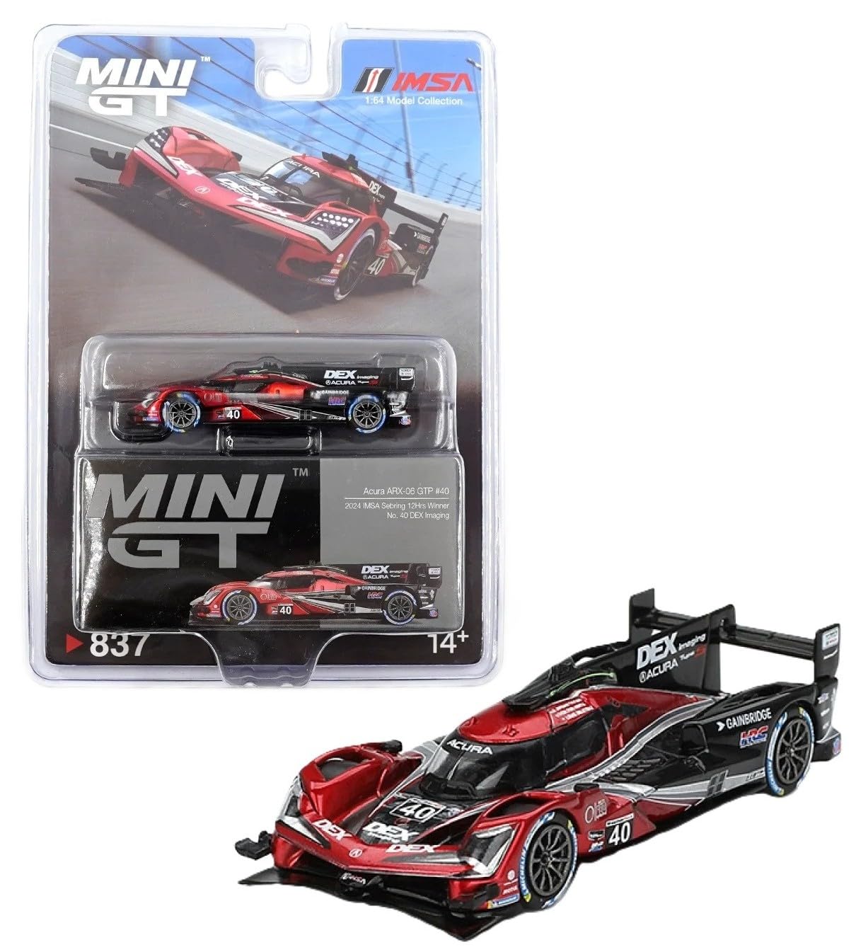 Diecast Model Car Compatible with Mini GT 1:64 Acura ARX-06 GTP #40 Wayne Taylor Racing with Andretti 2024 IMSA Sebring 12Hrs Winner Limited Edition MGT00837
