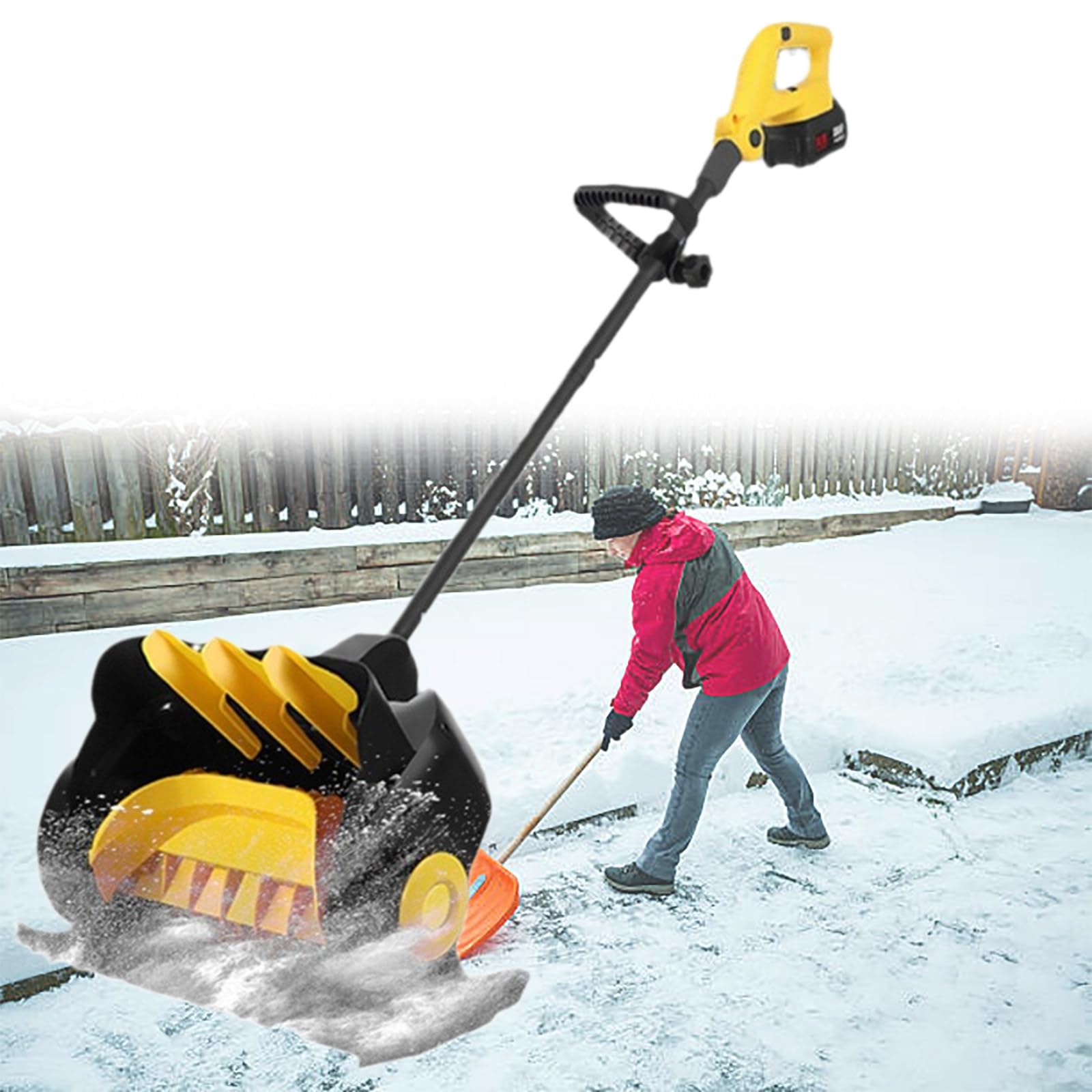 Pala da Neve elettrica Senza Fili, Larghezza 41 cm, spazzaneve a Batteria, con 2 batterie e caricabatteria rapido