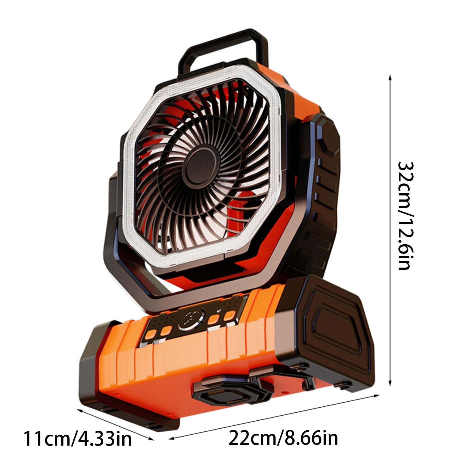 Ventilatore per tenda con luce LED, alimentato a batteria, ricaricabile tramite USB, 20000 mAh, potente per campeggio e interruzioni di corrente, forte
