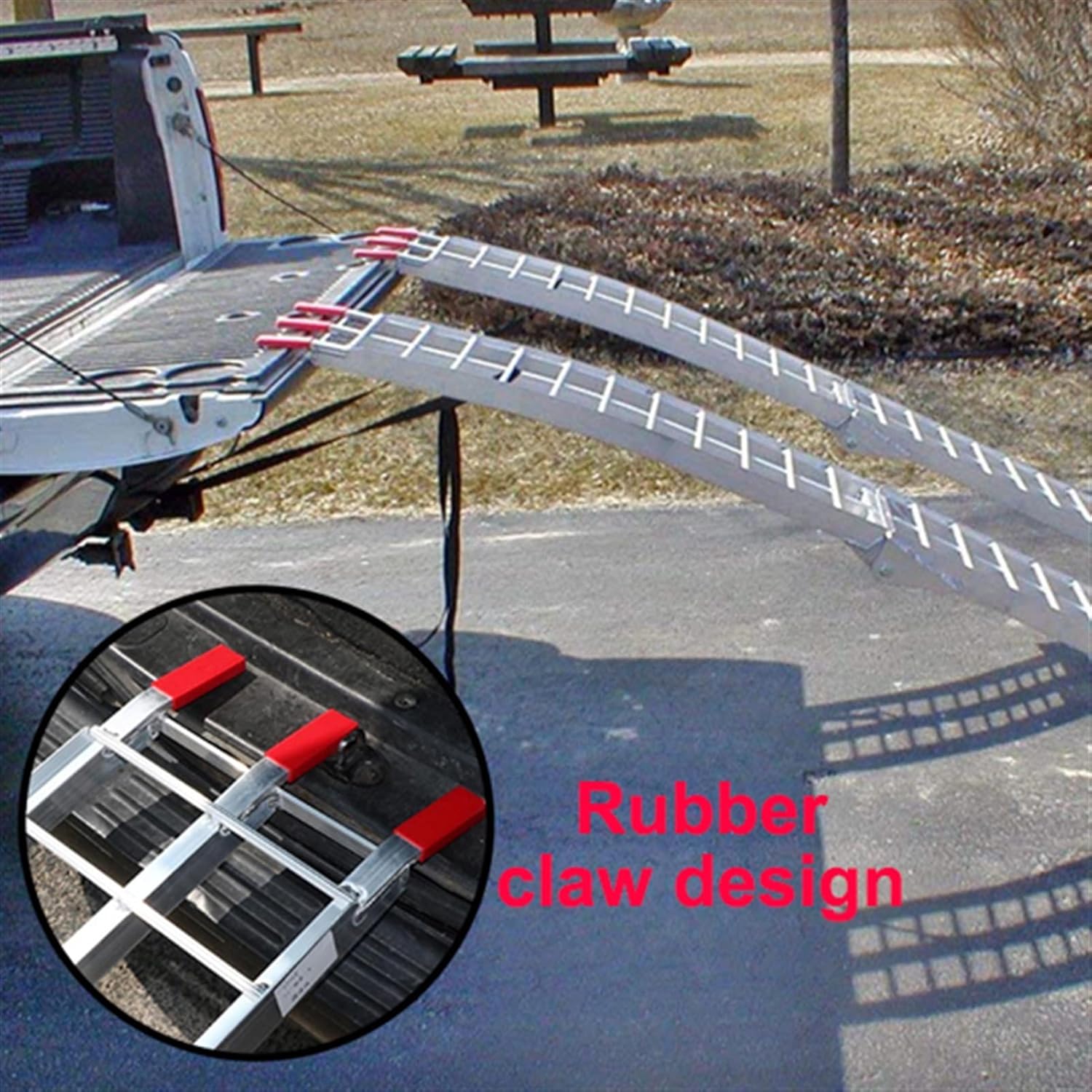 Cart Ramp, Aluminum Loading Ramp,with Load Straps,for Pickup Truck, Motorcycle, Lawn Mower, Trailer (Battery *1 : 226 * 28 * 5cm)