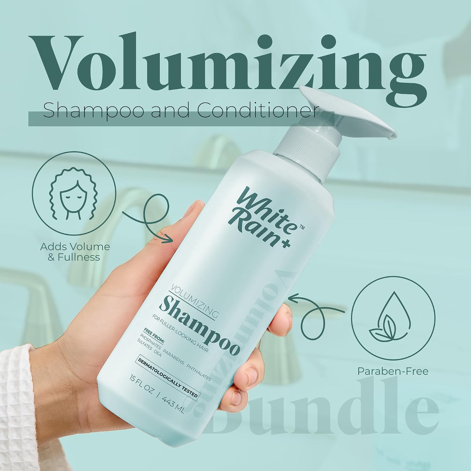 White Rain+ Volumizing Shampoo and Conditioner Set for Men and Women image 2