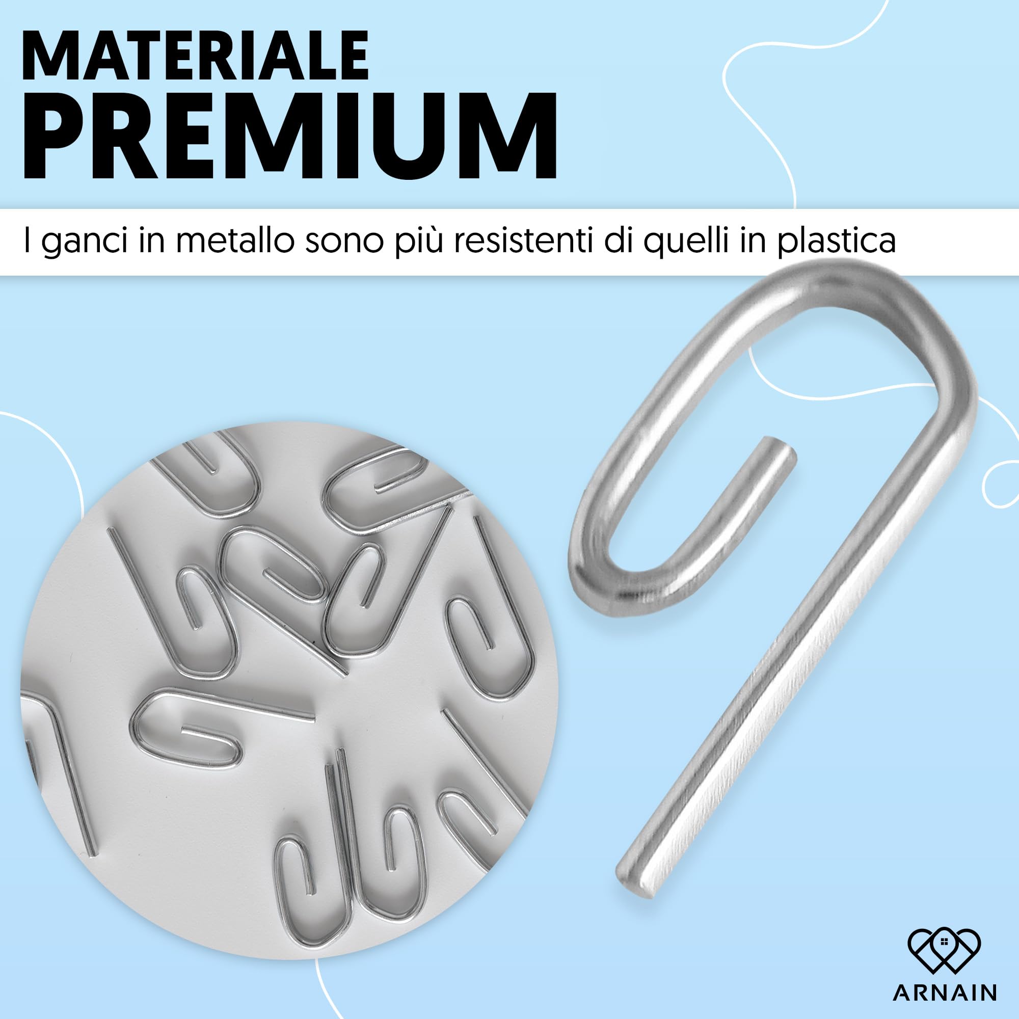Ganci per tende in metallo 50 pezzi resistenti sistema a binario