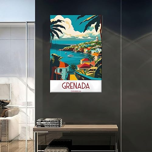 Miniatura 5 de Póster de viaje vintage de Granada del Caribe de 12 x 18 pulgadas (11.8 x 17.7 in), lienzo artístico y lienzo para pared, póster de sala de estar,