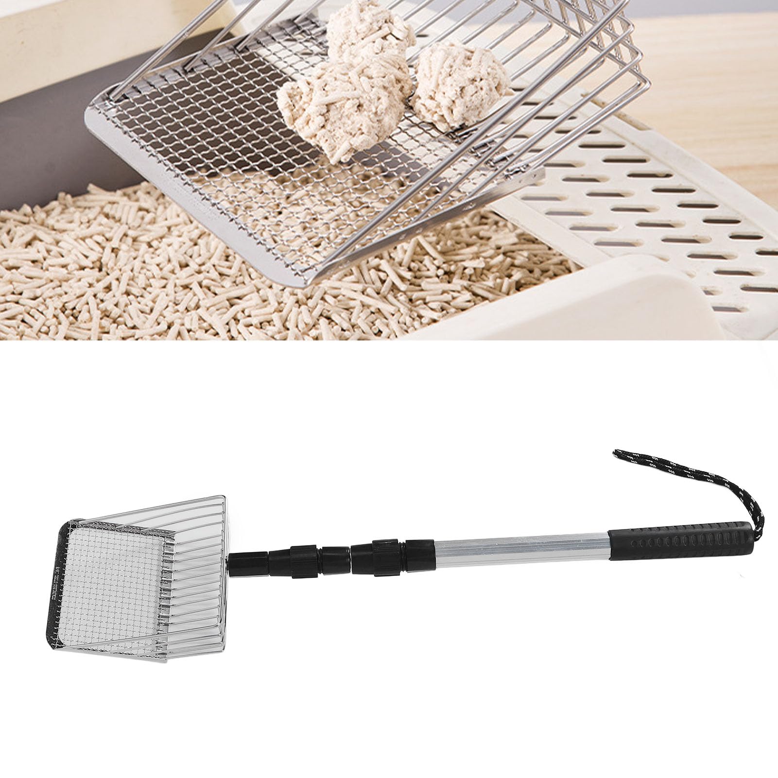 Paletta Estensibile per Cacca di Pollo, Pala Setacciatrice in Acciaio Inossidabile, per Pollai Grandi e Piccoli, Design con Bordo in Metallo Regolabile, Antiaderente, Risciacquo