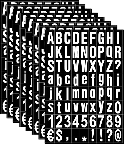 Zonon 8 hojas de calcomanías de números de buzón, kit de letras de vinilo autoadhesivas para buzón, letreros, ventanas, puertas, automóviles,