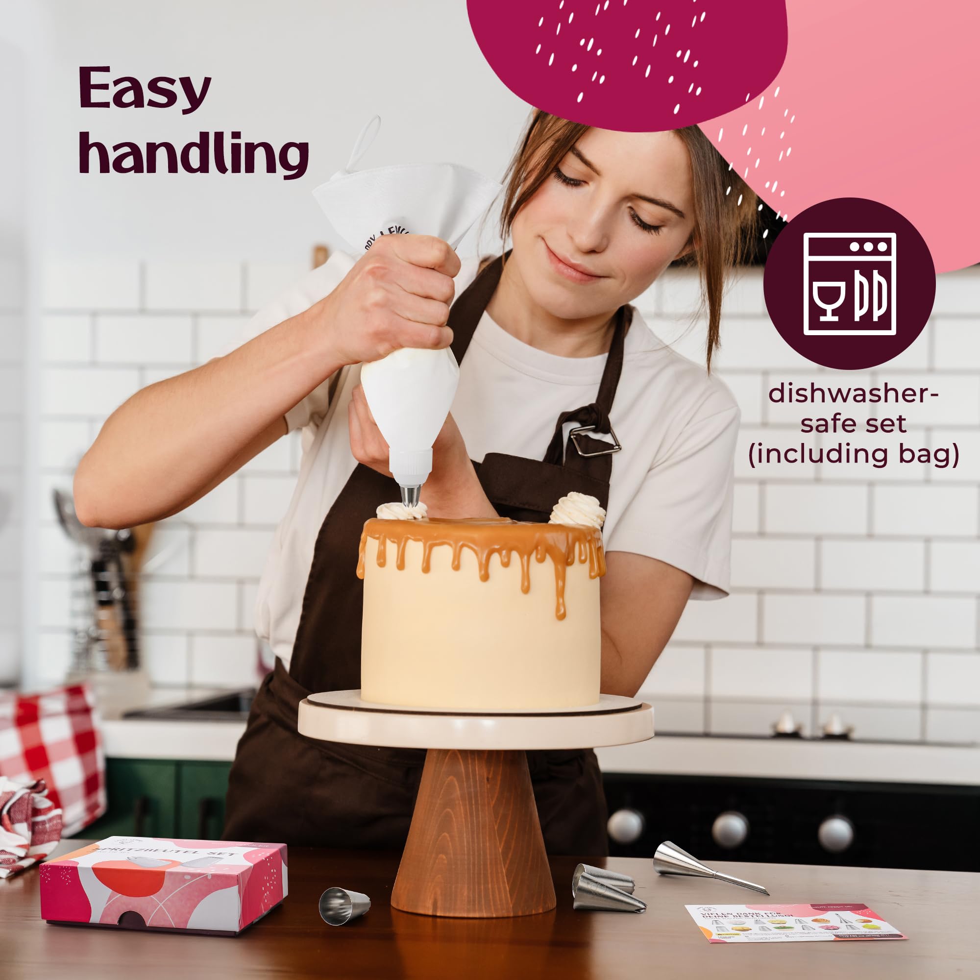 11-częściowy zestaw rękawa cukierniczego z bawełnianym rękawem cukierniczym 40 cm i końcówkami cukierniczymi ze stali nierdzewnej, nadający się do prania i wielokrotnego użytku | Do