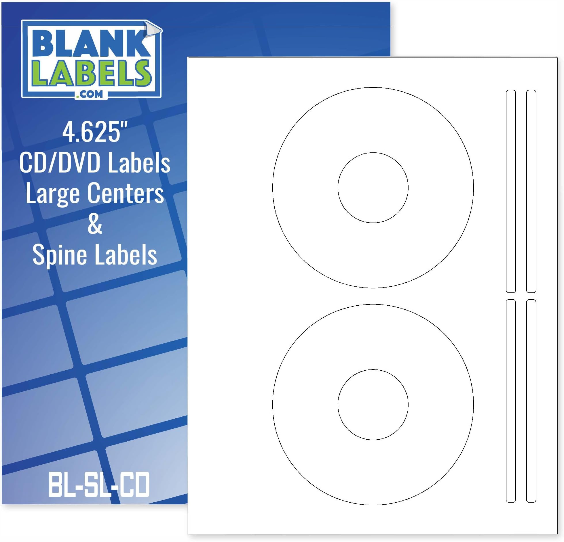 CD/DVD Label Full Face | Qty 20 Disc, 40 Spine | 10 Sheets Total | Permanent White Matte | Compatible with Inkjet and Laser Printer | Blank Labels