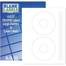 CD/DVD Label Full Face | Qty 50 Disc, 100 Spine | 25 Sheets Total | Permanent White Matte | Compatible with Inkjet and Laser Printer | Blank Labels
