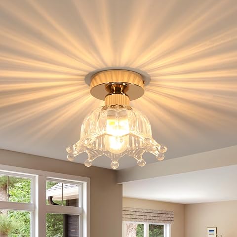 Riserva E27 Plafoniera Soffitto Moderna in Vetro, Oro, 18cm